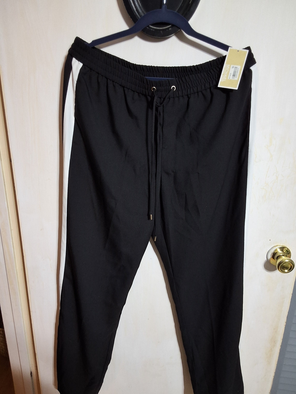 Michael Kors Black Track Joggers with White Side Stripe